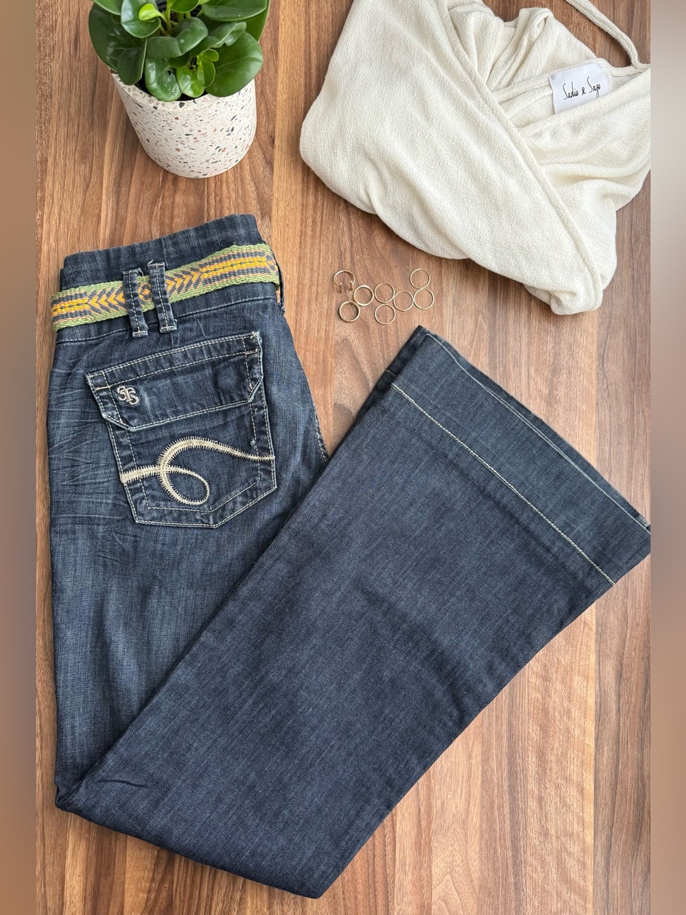 See Thru Soul Dark Wash Wide Leg Jeans 27